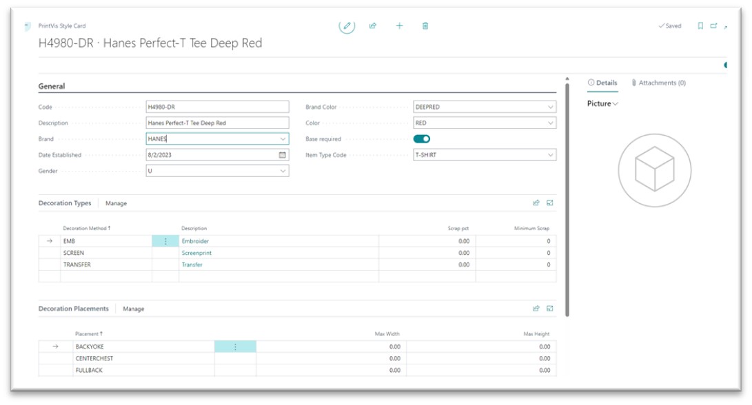 Figure 8: The Style Card. Use the Style Card to enter relevant information in the fields.