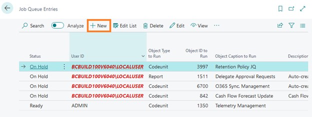 Job queue entries