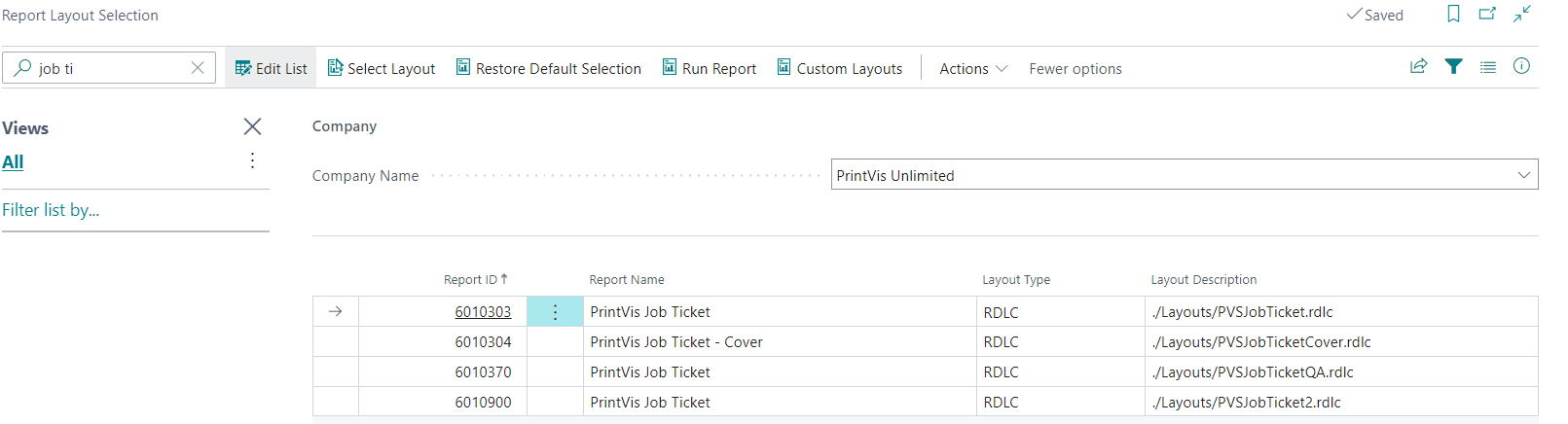 Job Ticket Setup