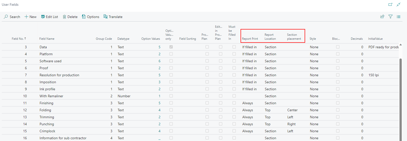 Job Ticket Setup