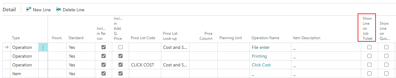 Job Ticket Setup