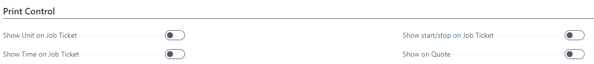 Job Ticket Setup