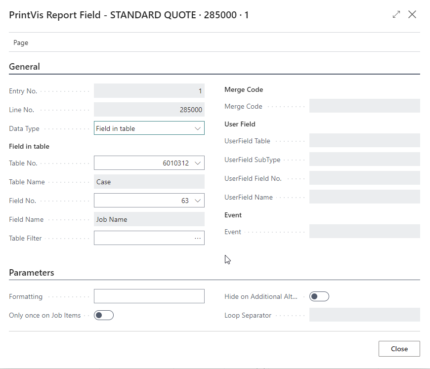 Report Setup