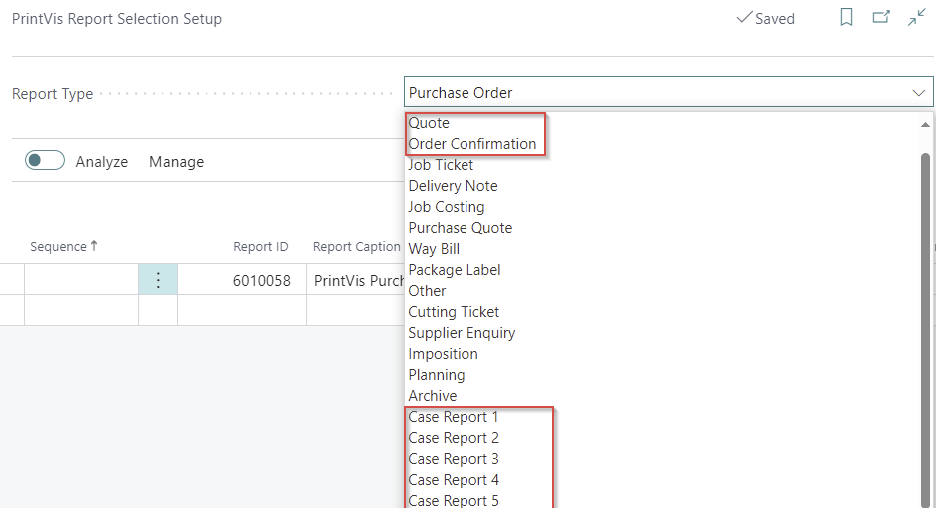 Report Setup