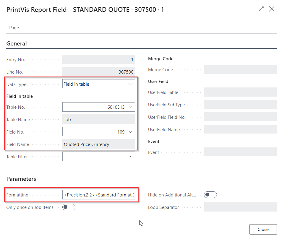Report Setup