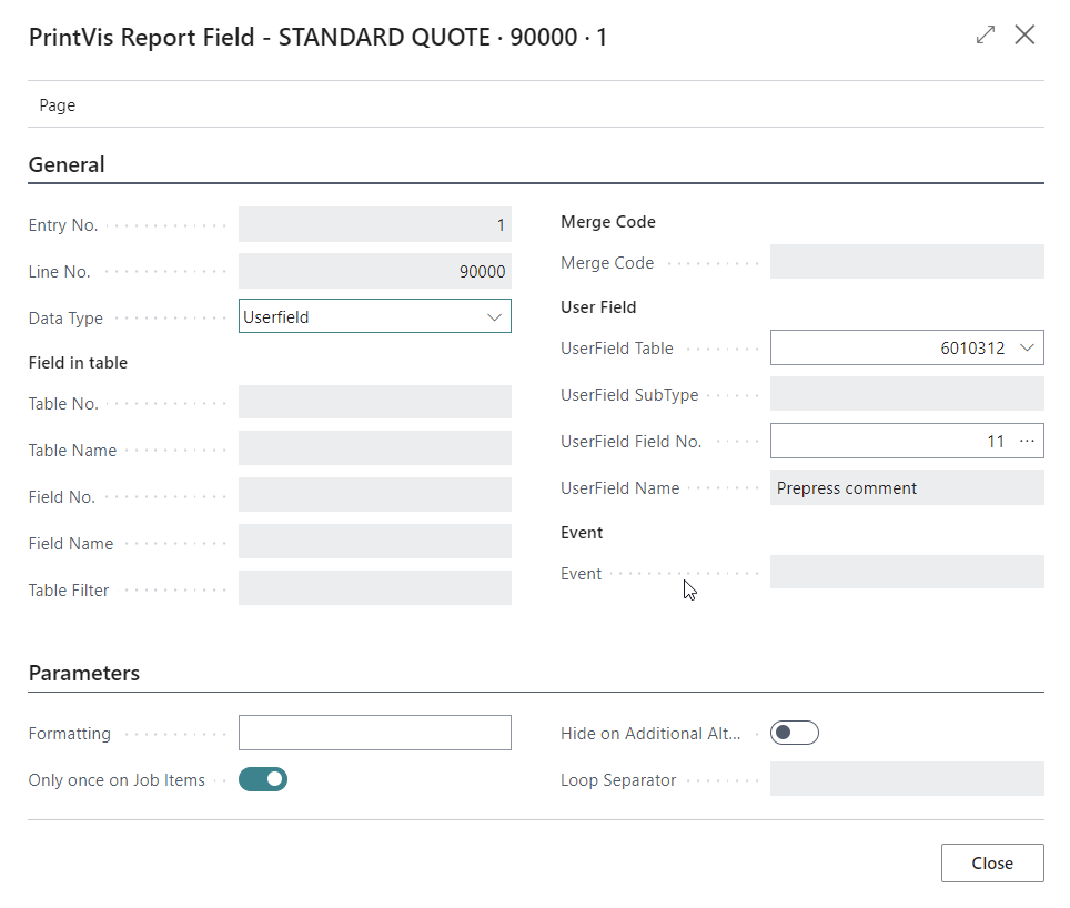 Report Setup