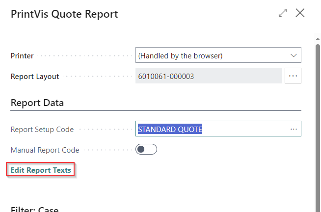 Report Setup