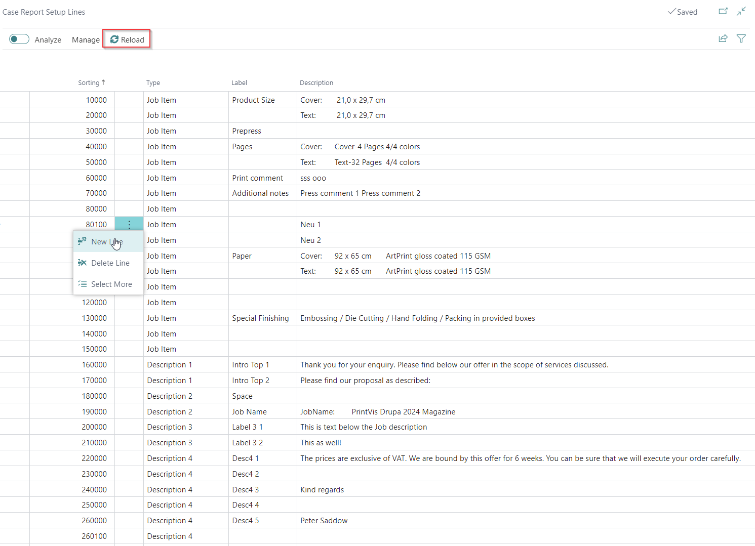 Report Setup